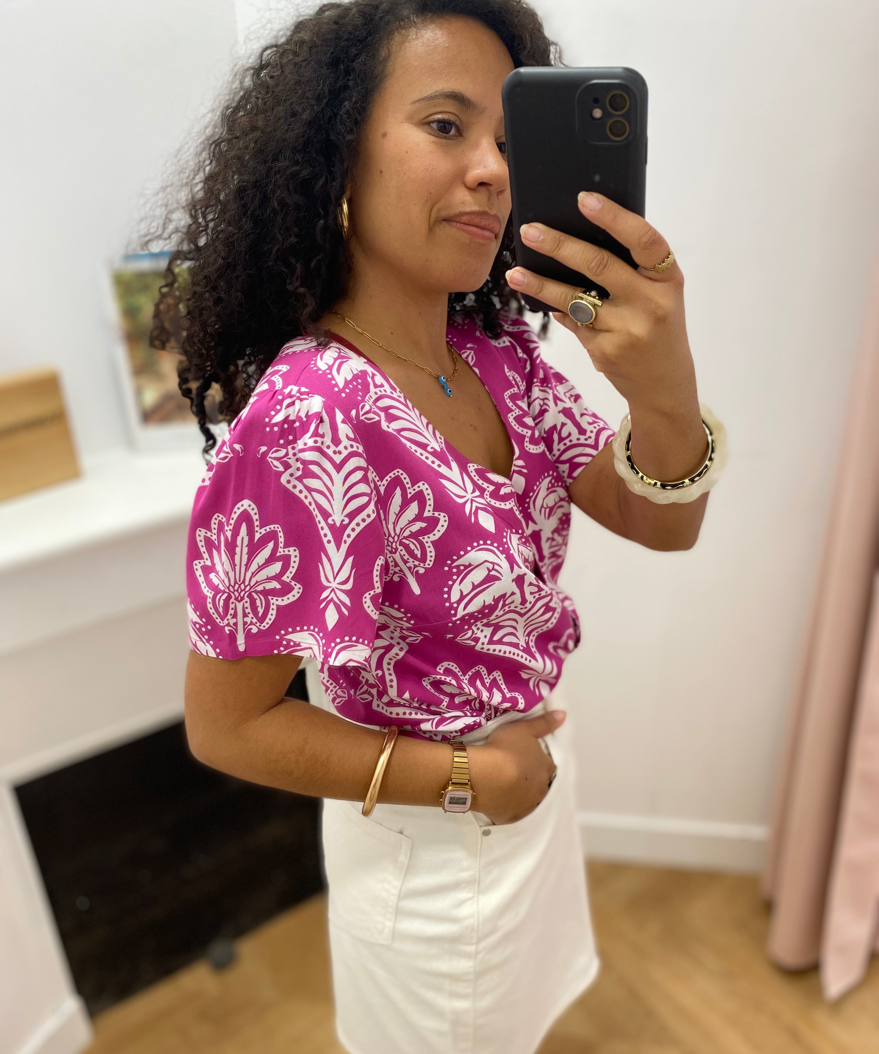 Blouse imprimée Idylla - Raisin - C'EST BEAU LA VIE !