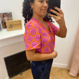Blouse imprimée graphique Hippie Sun - Mangue & Rose - C'EST BEAU LA VIE