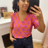 Blouse imprimée graphique Hippie Sun - Mangue & Rose - C'EST BEAU LA VIE