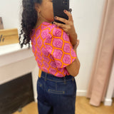 Blouse imprimée graphique Hippie Sun - Mangue & Rose - C'EST BEAU LA VIE