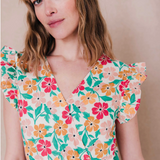 Robe longue cache-coeur imprimé floral Frimousse - Menthol - C'EST BEAU LA VIE !