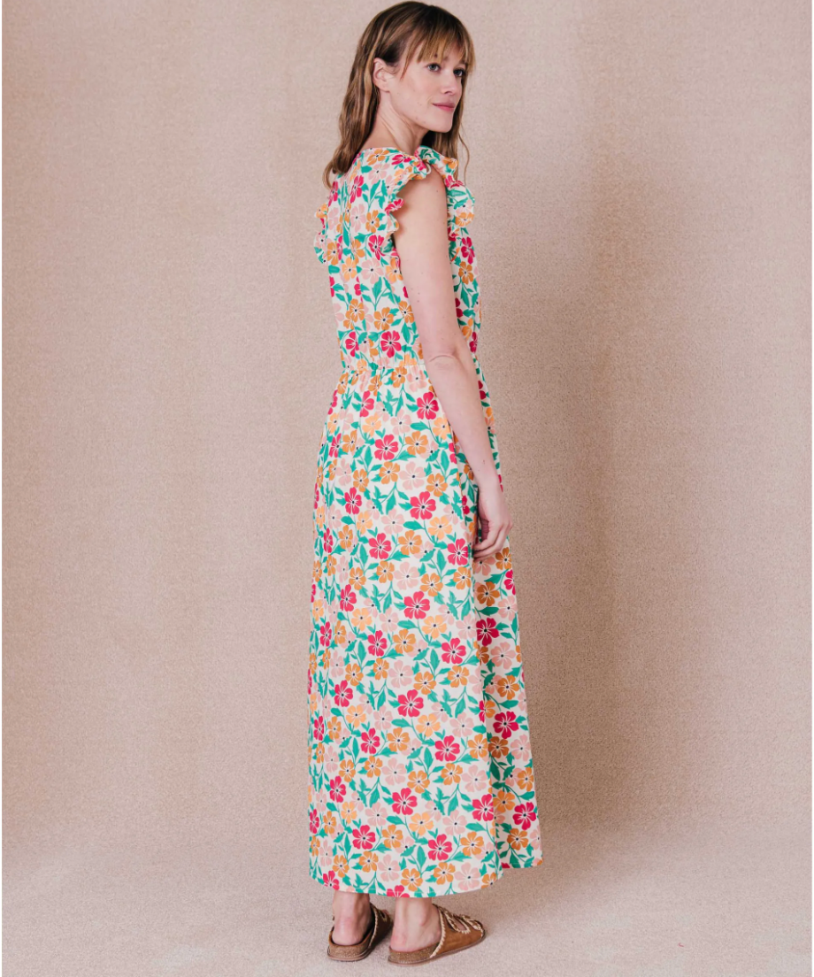 Robe longue cache-coeur imprimé floral Frimousse - Menthol - C'EST BEAU LA VIE !