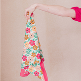 Foulard à fleurs Frimousse - Menthol - C'EST BEAU LA VIE !