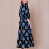 Robe longue imprimée bohème Serena - Bleu - C'EST BEAU LA VIE !