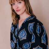 Robe longue imprimée bohème Serena - Bleu - C'EST BEAU LA VIE !