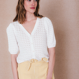 Gilet en maille fantaisie Blandine - Blanc - C'EST BEAU LA VIE !