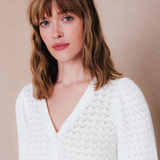 Gilet en maille fantaisie Blandine - Blanc - C'EST BEAU LA VIE !