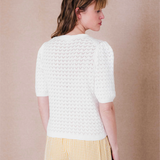 Gilet en maille fantaisie Blandine - Blanc - C'EST BEAU LA VIE !