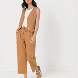 Pantalon large style cargo Safari - Café - C'EST BEAU LA VIE !