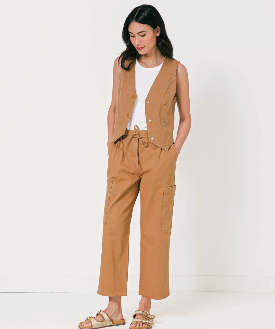 Pantalon large style cargo Safari - Café - C'EST BEAU LA VIE !