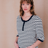 Pull rayé manches courtes Sicile - Blue Dark - C'EST BEAU LA VIE !