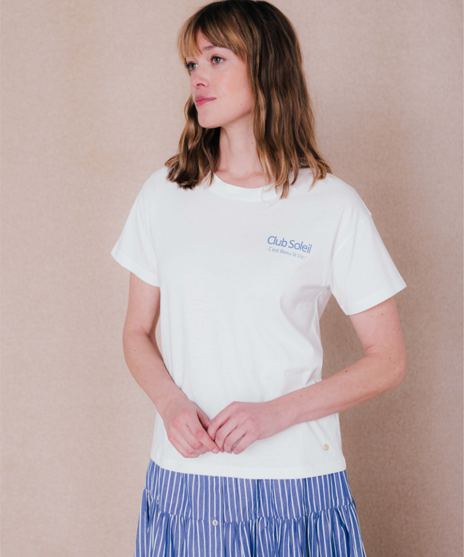 T-shirt print Salomé - Ecru - C'EST BEAU LA VIE !