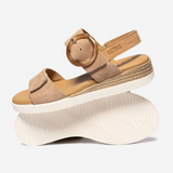 Sandales compensées Praline - Noisette - TBS FEMME