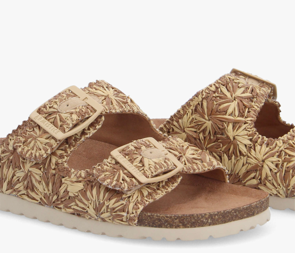 Mules en tricot brodé Fiona - Marron - ARMISTICE