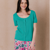 Gilet en maille fantaisie Iseult - Menthe - C'EST BEAU LA VIE !