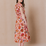 Robe longue ceinturée motif floral César - Ecru - C'EST BEAU LA VIE !