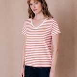 T-shirt marinière à manches courtes Marina - Blanc - C'EST BEAU LA VIE !