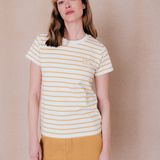 T-shirt marinière à manches courtes Solange - Ecru - C'EST BEAU LA VIE !