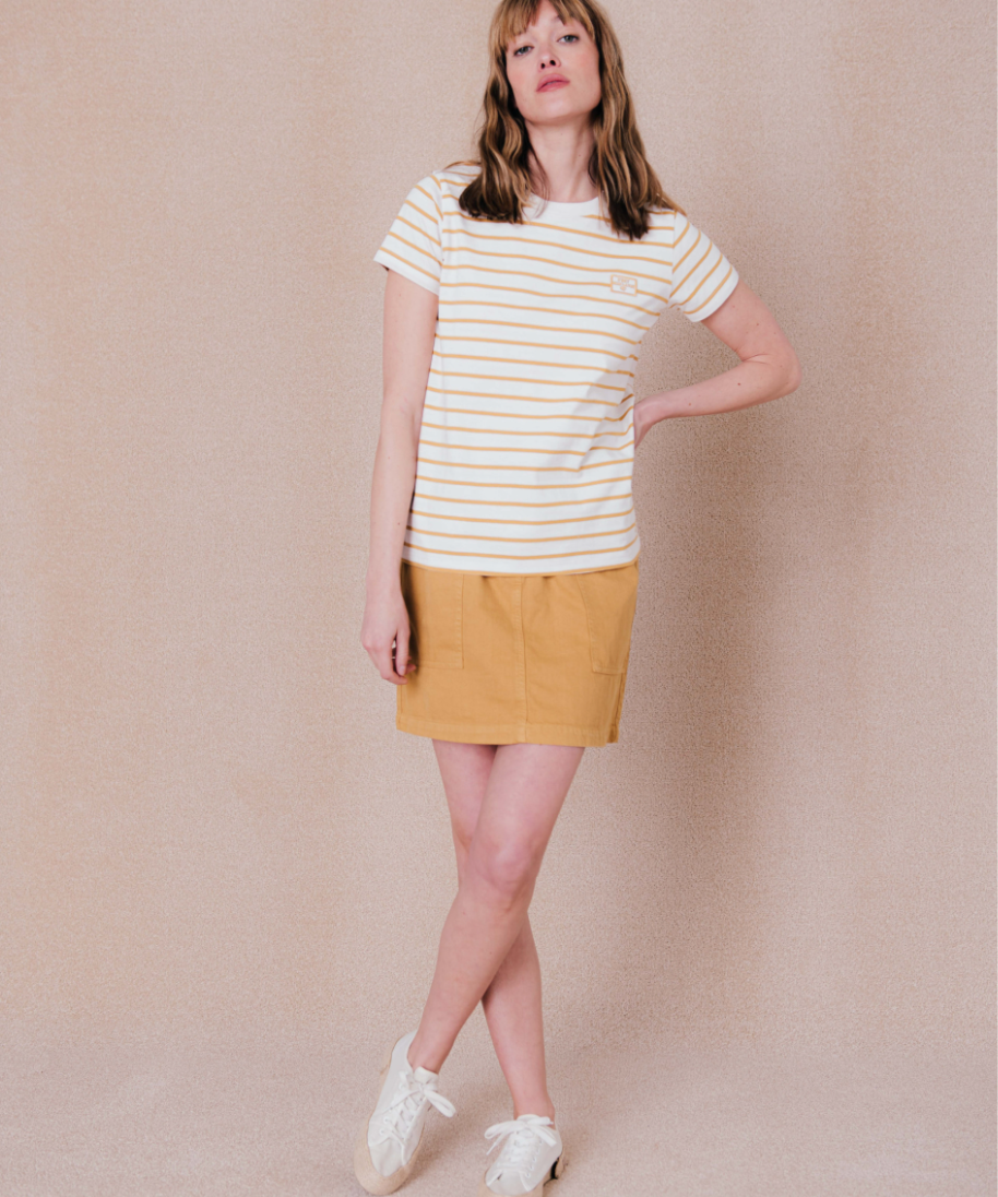 T-shirt marinière à manches courtes Solange - Ecru - C'EST BEAU LA VIE !