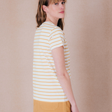 T-shirt marinière à manches courtes Solange - Ecru - C'EST BEAU LA VIE !