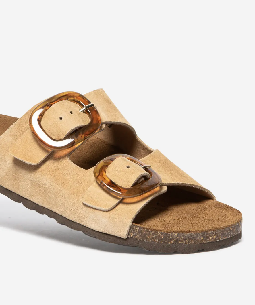 Mules plates à boucles Rayanna - Caramel - TBS FEMME