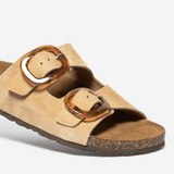 Mules plates à boucles Rayanna - Caramel - TBS FEMME