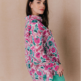 Chemise longue imprimé floral à manches longues Mosaique - Fushia - C'EST BEAU LA VIE !