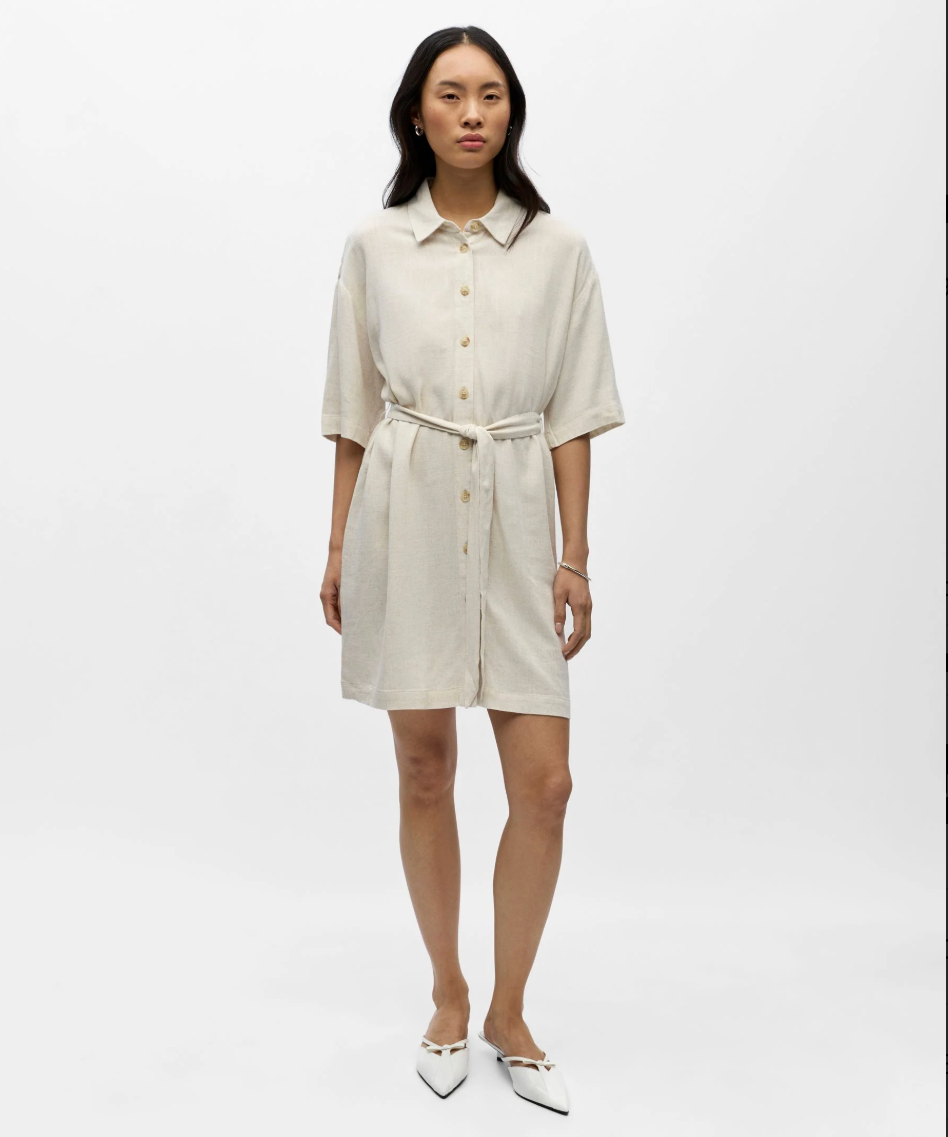 Robe chemise courte ample ceinturée Objsanne - Gris - OBJECT