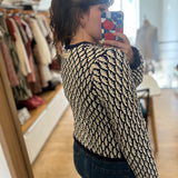 Cardigan à nœuds sur le devant jacquard Balou - Marine & Blanc - FABIENNE CHAPOT
