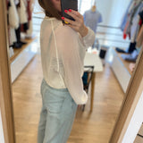 Cardigan blanc zippé en maille ajourée B317115 - Ecru - IKKS WOMEN