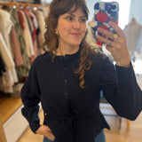 Cardigan chic à manches bouffantes boutons dorés  - DES PETIS HAUTS
