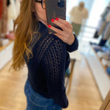 Cardigan court en maille ajourée B317055 - Marine - IKKS WOMEN