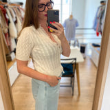 Cardigan en tricot torsadé à manches courtes B317235 - Ecru - IKKS WOMEN