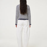 Cardigan à nœuds sur le devant jacquard Balou - Marine & Blanc - FABIENNE CHAPOT