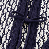 Cardigan à nœuds sur le devant jacquard Balou - Marine & Blanc - FABIENNE CHAPOT