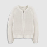 Cardigan blanc zippé en maille ajourée B317115 - Ecru - IKKS WOMEN
