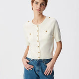 Cardigan court chic à manches courtes B317085 - Ecru - IKKS WOMEN
