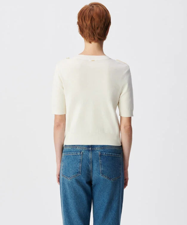 Cardigan court chic à manches courtes B317085 - Ecru - IKKS WOMEN