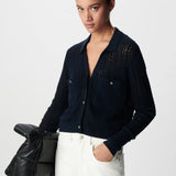 Cardigan court en maille ajourée B317055 - Marine - IKKS WOMEN