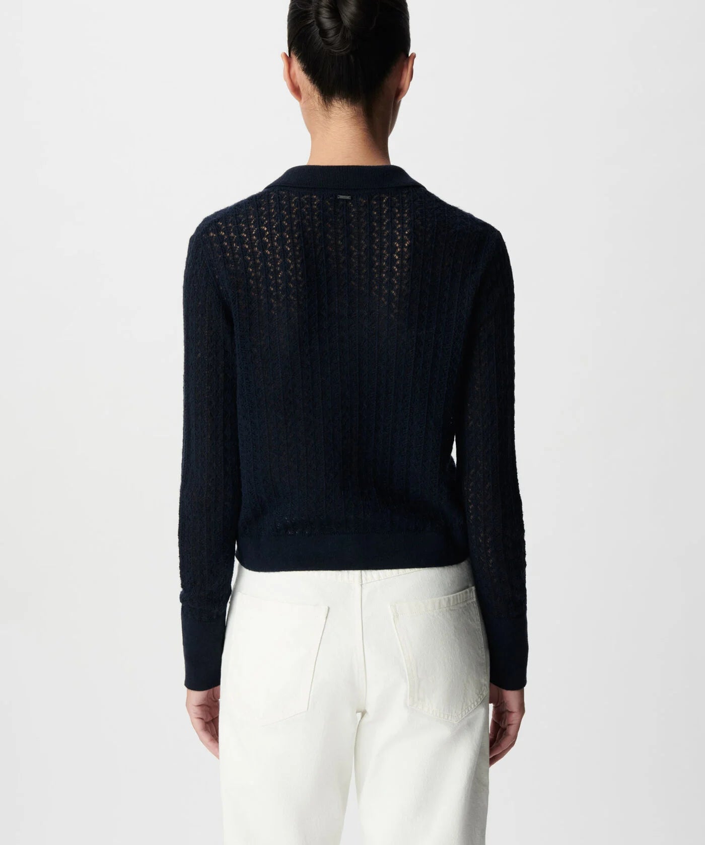 Cardigan court en maille ajourée B317055 - Marine - IKKS WOMEN