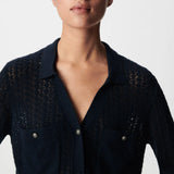 Cardigan court en maille ajourée B317055 - Marine - IKKS WOMEN
