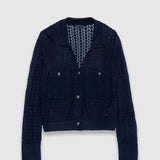 Cardigan court en maille ajourée B317055 - Marine - IKKS WOMEN