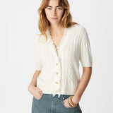Cardigan en tricot torsadé à manches courtes B317235 - Ecru - IKKS WOMEN