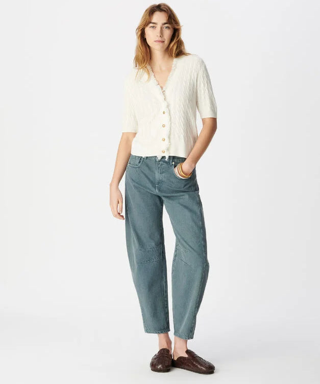 Cardigan en tricot torsadé à manches courtes B317235 - Ecru - IKKS WOMEN