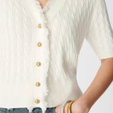 Cardigan en tricot torsadé à manches courtes B317235 - Ecru - IKKS WOMEN