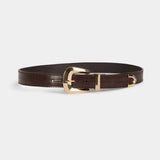 Vue à platde la ceinture bordeaux motif crocodile MORGAN Arle
