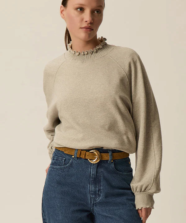 Ceinture en cuir à boucle dorée ronde Olympe - Ecorce - DES PETITS HAUTS