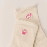 Chaussettes fines brodées Willem - Ecru - DES PETITS HAUTS