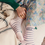 Chaussettes rayés en maille épaisse Waffa - Bulle - DES PETITS HAUTS