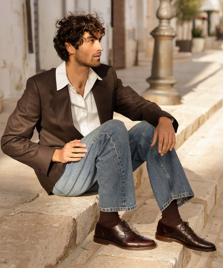 Chaussures Richelieu homme luxe en cuir Django - Bison - BOBBIES HOMME